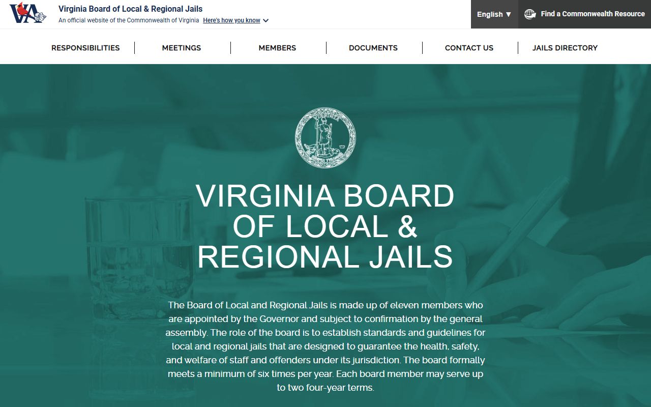 Virginia Board of Local and Regional Jails source for statewide jail population context