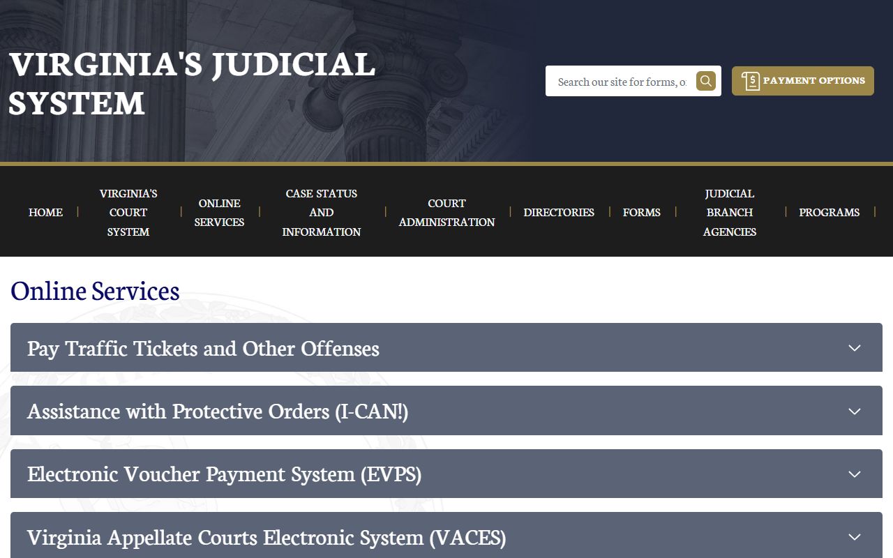 Virginia Courts online services for court records after an arrest